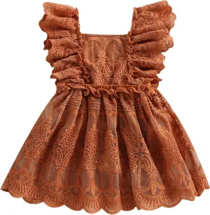 Baby Girls Sleeveless Dress Romper Lace Tutu Skirt Backless Floral Suspenders Dress Infant Summer Outfits Wedding