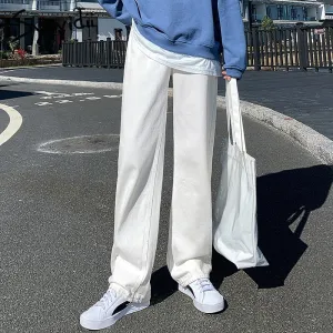 Back to College Joskaa Baggy White High Waisted Jeans for Women 2024 Fashion Denim Pants Full Length Sky Blue Vintage Streetwear Trousers