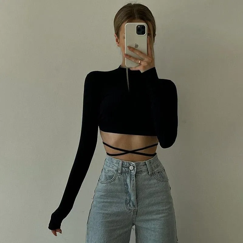 Backless Lace up Zebra Print Cop Top