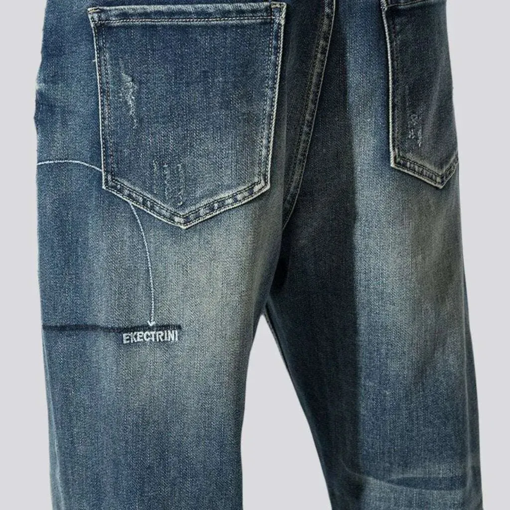 Baggy men's sanded jeans