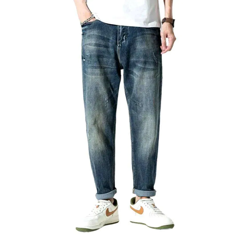 Baggy men's sanded jeans