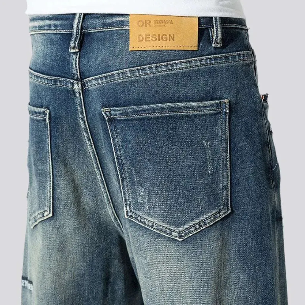 Baggy men's sanded jeans