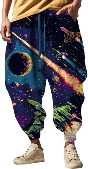 Baggy Wide Leg Pants Print Fashion Street Feel Casual Sweatpants Cargo Hippih Loose Fit Trousers Mens Harem Pants