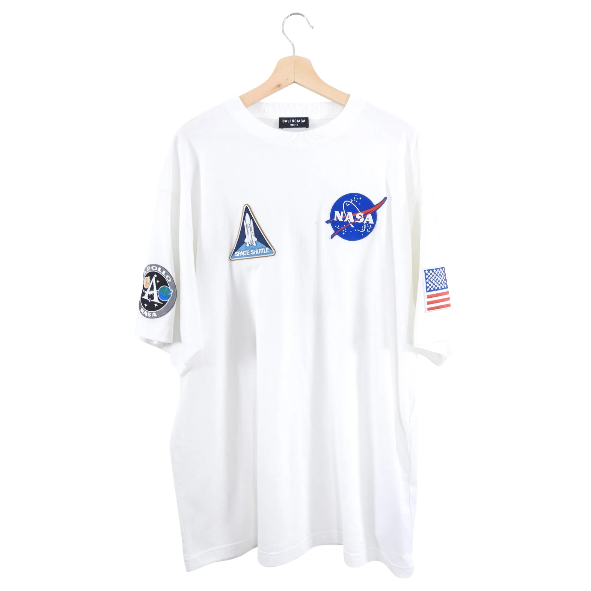 Balenciaga Unifit White Oversized Nasa Patch T Shirt