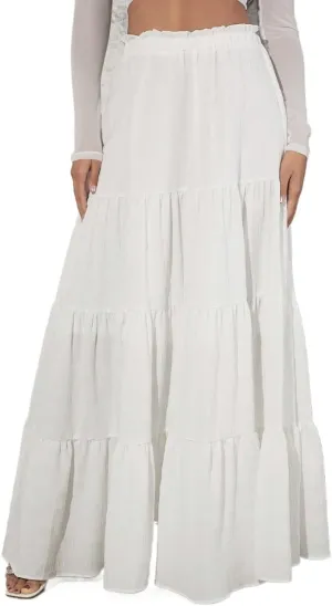 Beach Causal Women's Skirt Women's Ruffled Hem Skirt