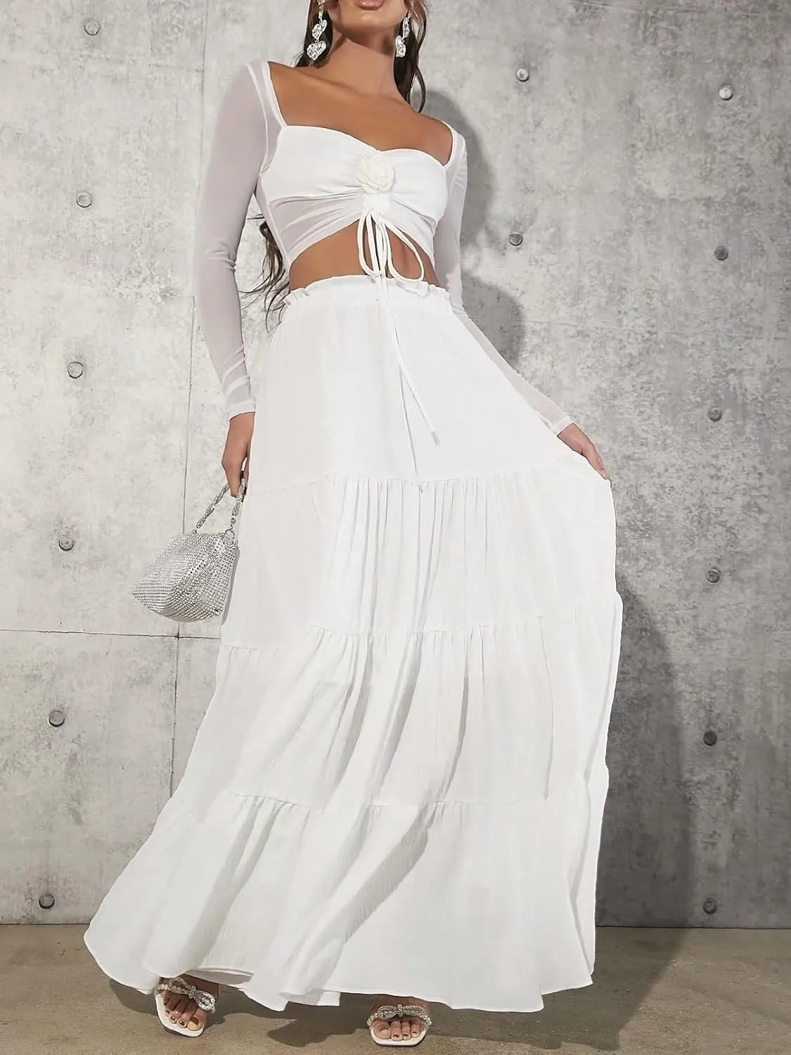 Beach Causal Women's Skirt Women's Ruffled Hem Skirt
