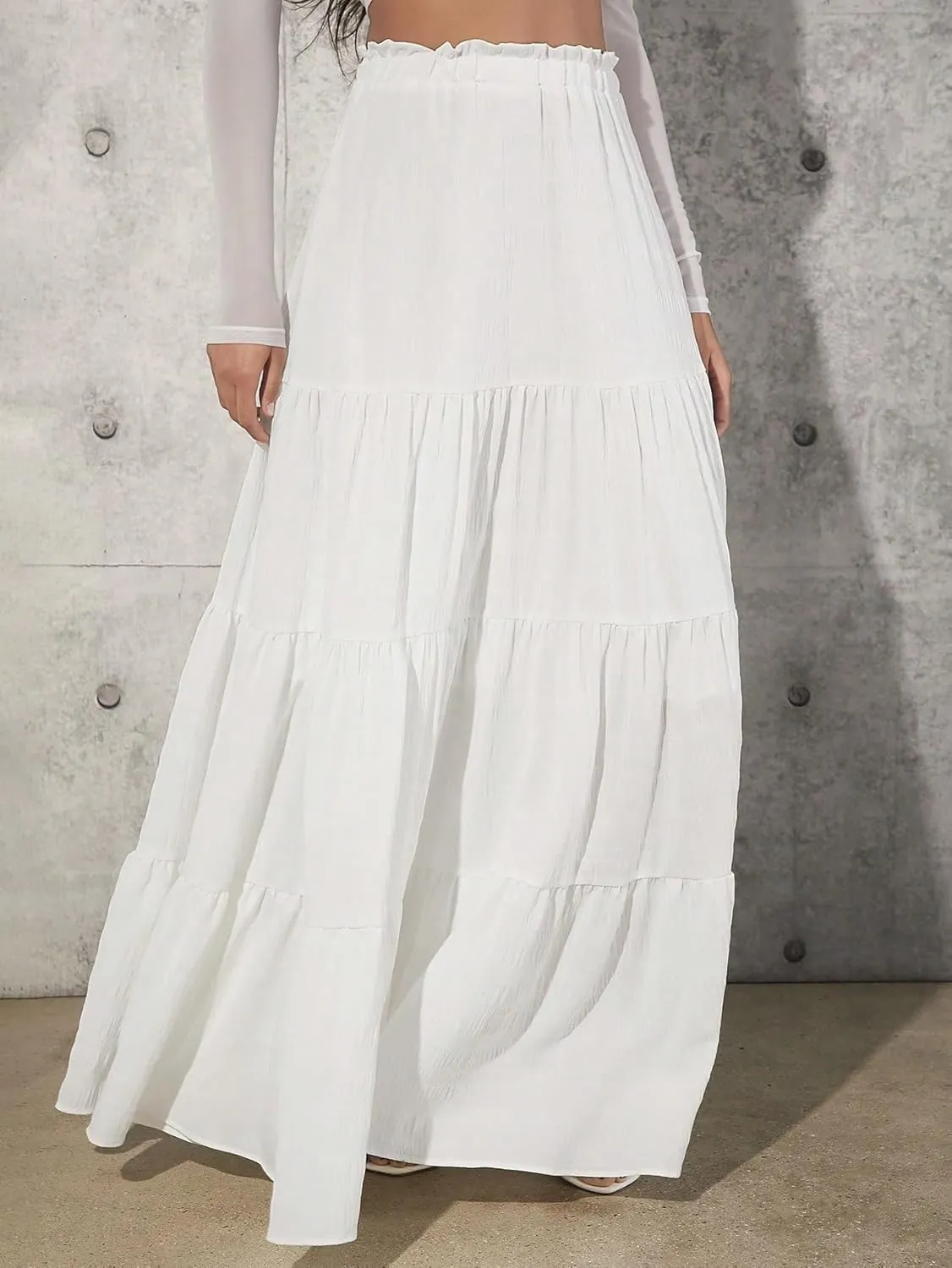 Beach Causal Women's Skirt Women's Ruffled Hem Skirt