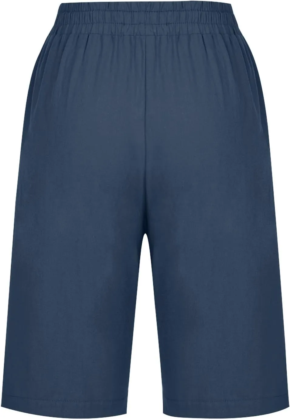 Bermuda Shorts for Womens Knee Length Cotton Linen Capris Lightweight Summer Straight Leg Beach Travel Shorts W Pocket