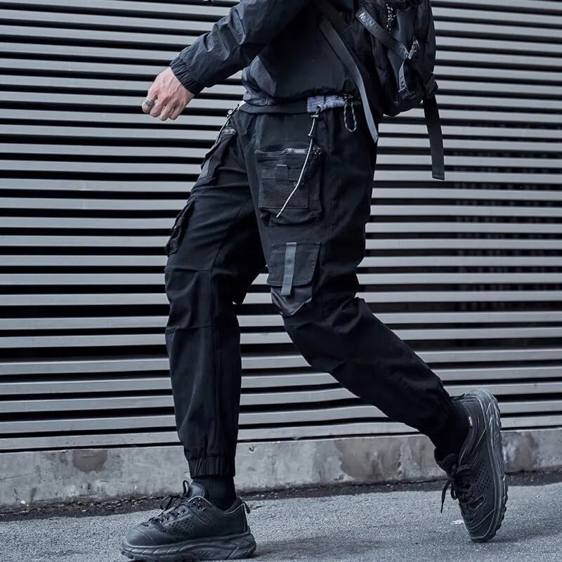 Black Cargo Pants tactical Japanese black Techwear cotton pants