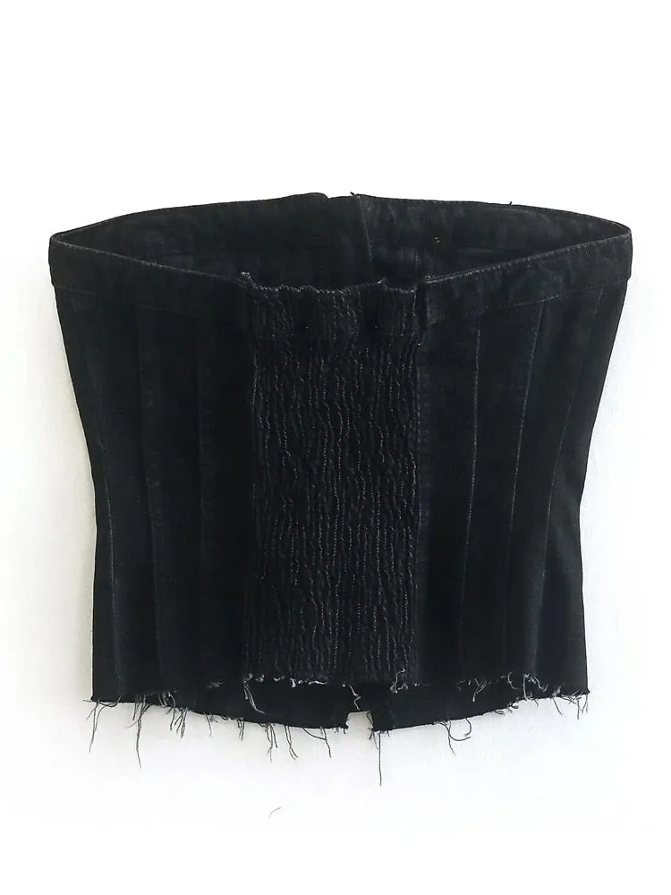 Black Denim Corset Top