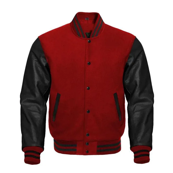 Black Friday Sale Wool Men's Varsity Baseball Jacket Real / Synthetic Leather Sleeves Wool Letterman Boys Jacket