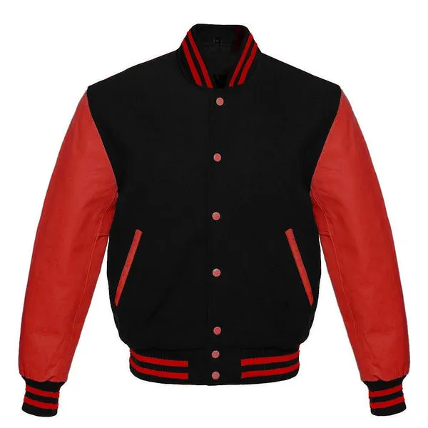 Black Friday Sale Wool Men's Varsity Baseball Jacket Real / Synthetic Leather Sleeves Wool Letterman Boys Jacket