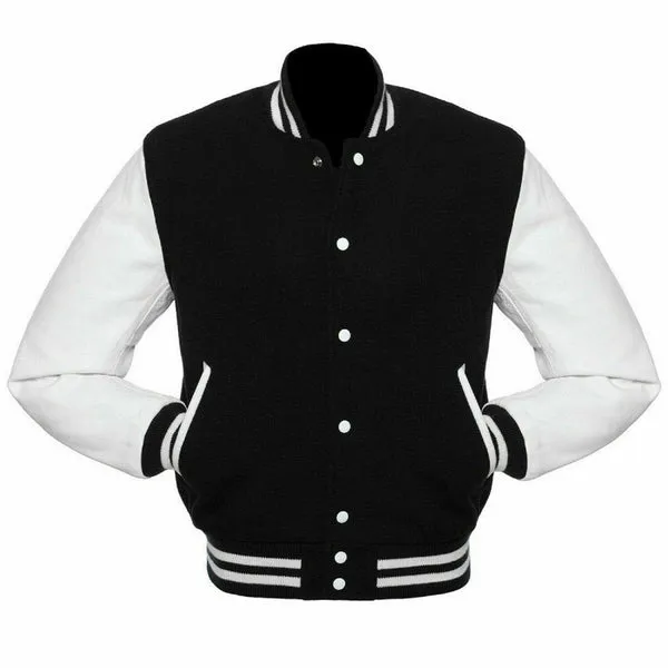 Black Friday Sale Wool Men's Varsity Baseball Jacket Real / Synthetic Leather Sleeves Wool Letterman Boys Jacket