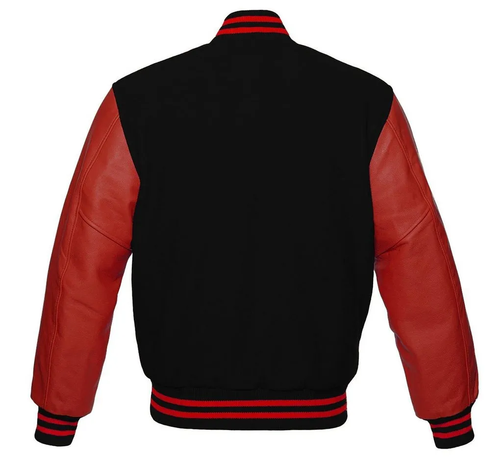 Black Friday Sale Wool Men's Varsity Baseball Jacket Real / Synthetic Leather Sleeves Wool Letterman Boys Jacket