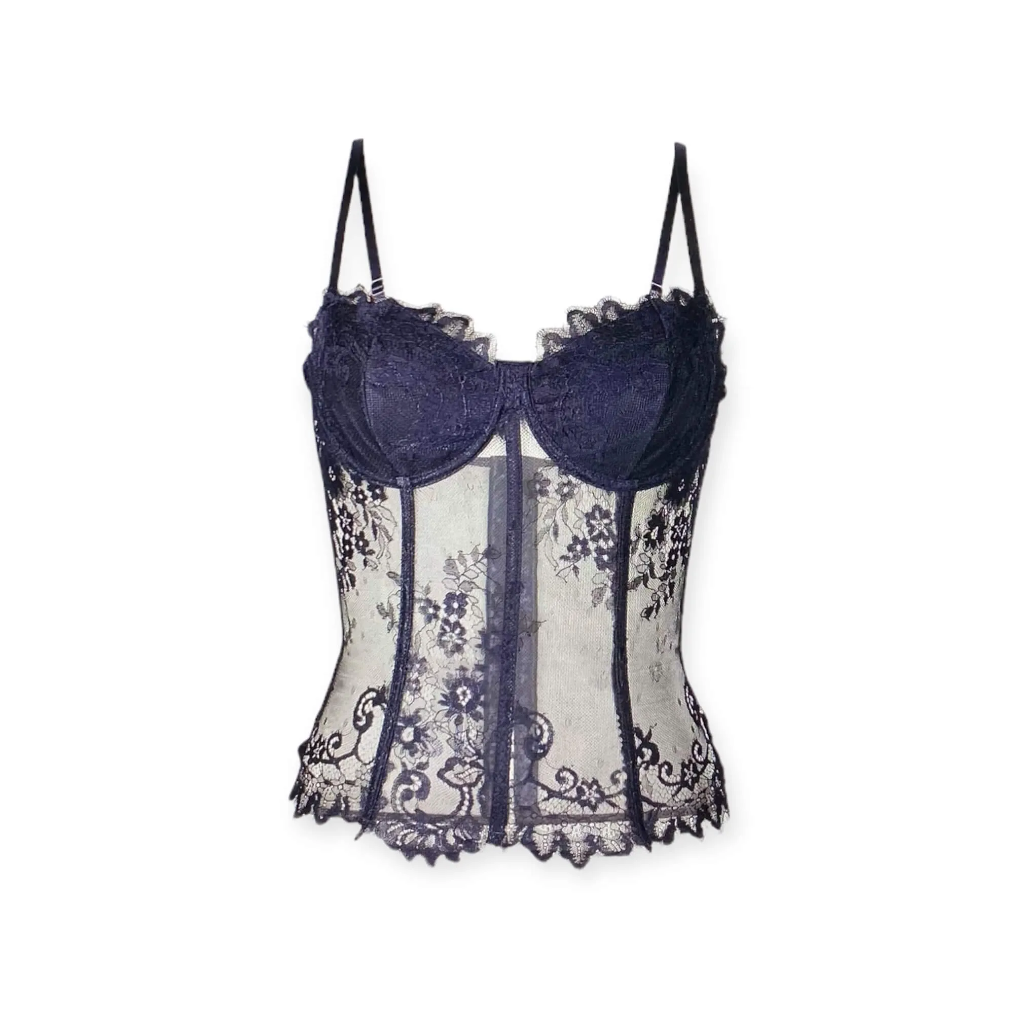 Black Lace Bustier Cami Top