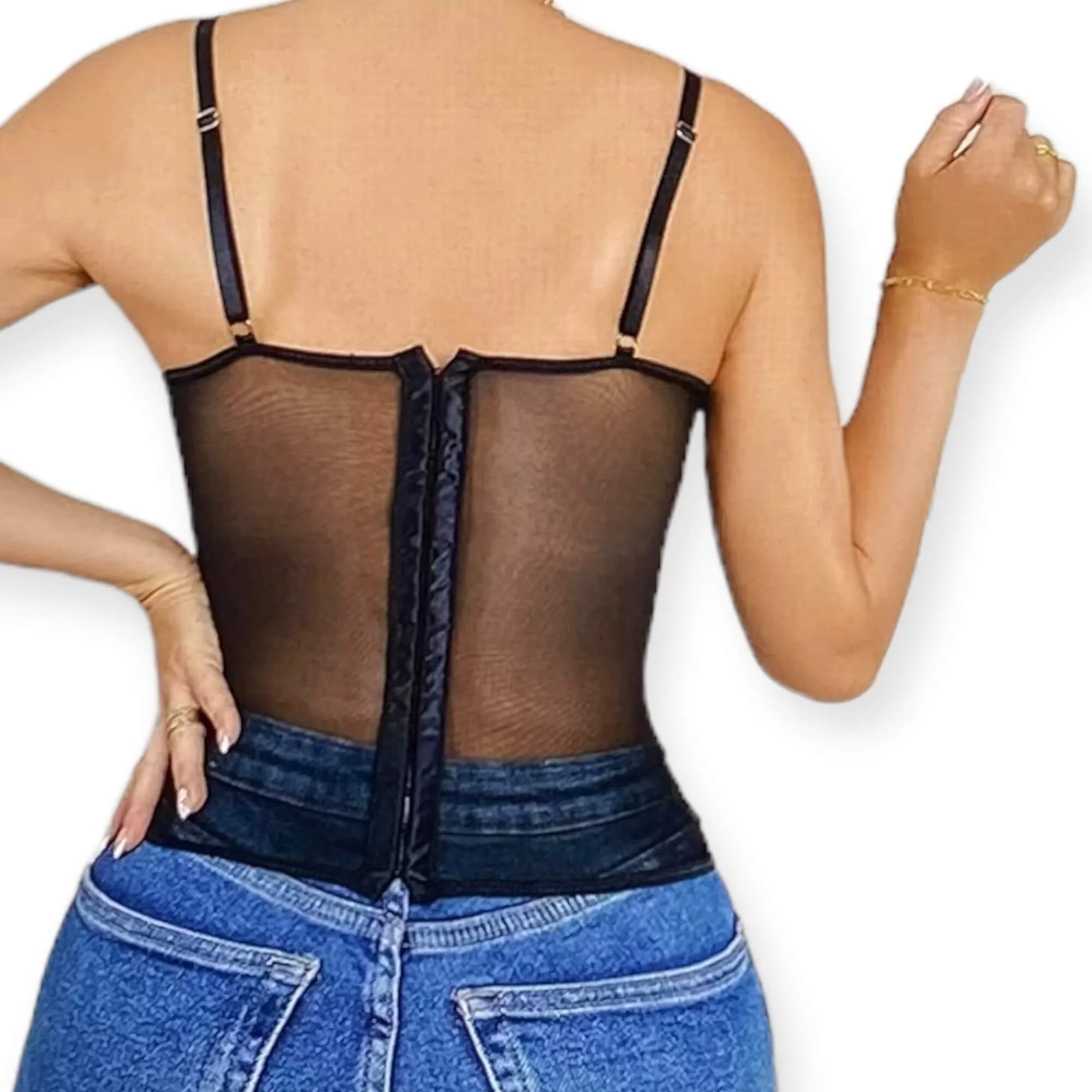 Black Lace Bustier Cami Top