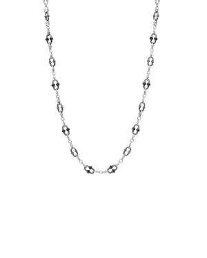 Black Spinel Dive Chain Necklace | Black Spinel and White Gold