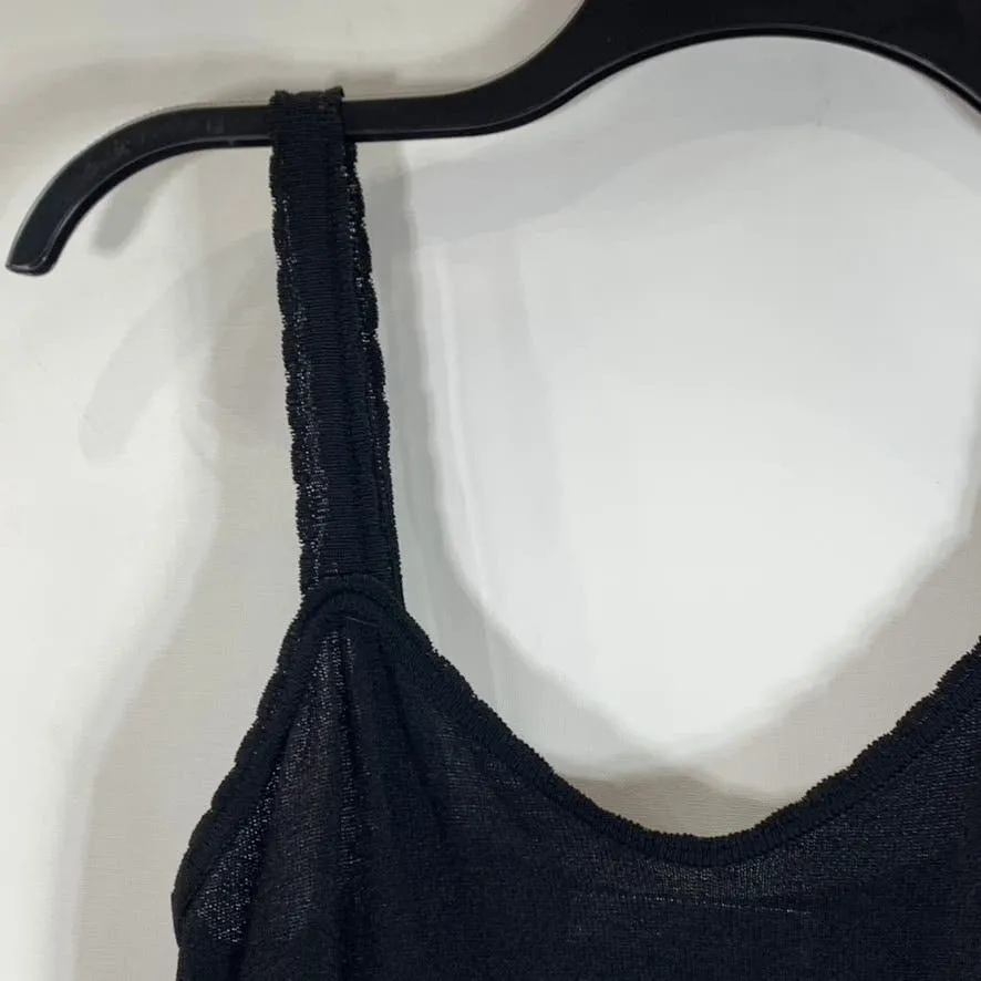 BLUMARINE Women's Black Lace Ribbed Peplum Hem Embellished Tank Top SZ 40 US XS