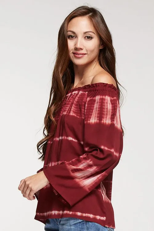 Bohemian Tie Dye Off The Shoulder Top
