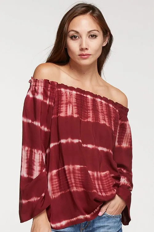 Bohemian Tie Dye Off The Shoulder Top