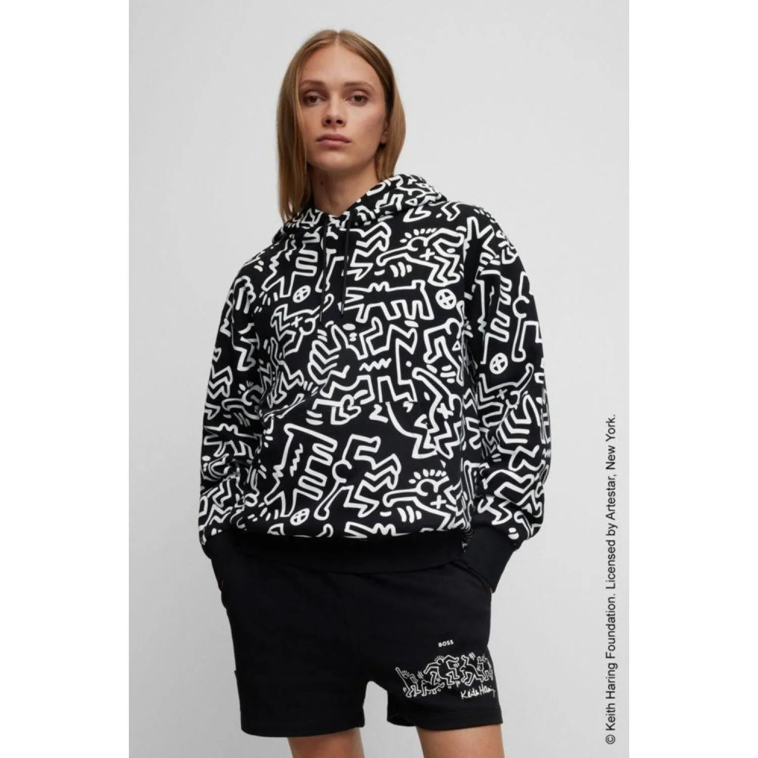 BOSS x Keith Haring gender-neutral cotton hoodie with special artwork