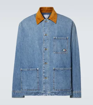Bottega Veneta Suede-trimmed padded denim jacket