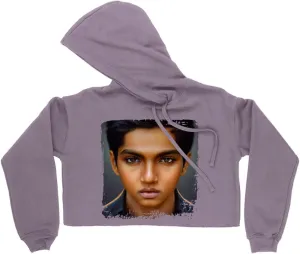 Boy Design Women's Cropped Fleece Hoodie - Colorful Cropped Hoodie for Women - Print Hooded Sweatshirt
