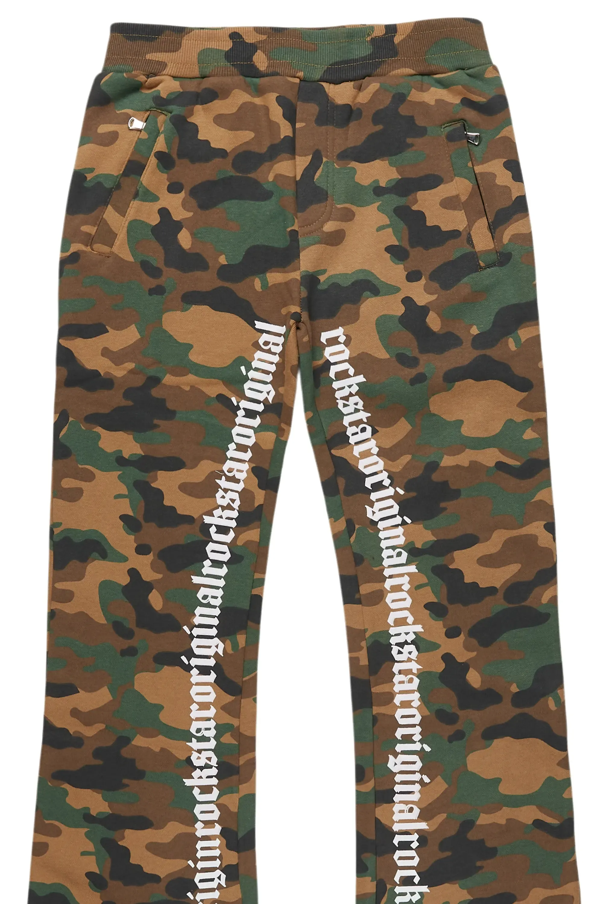 Boys Callie Faded Camo Stacked Flare Pants