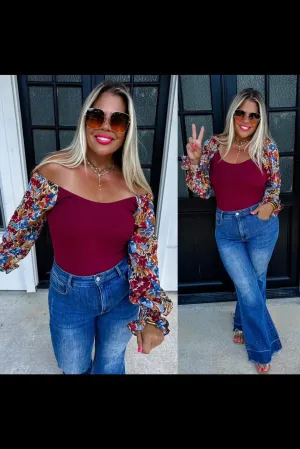 Burgundy Blooms Bodysuit