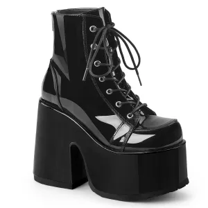 CAMEL-203 DemoniaCult Black Patent Sexy Women's Ankle Boots (Alternative Footwear)
