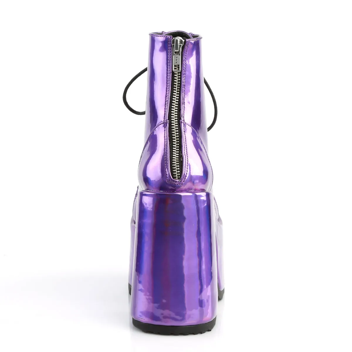 CAMEL-203 DemoniaCult Purple Hologram Vegan Leather Sexy Women's Ankle Boots (Alternative Footwear)