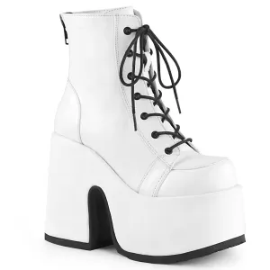 CAMEL-203 DemoniaCult White Vegan Leather Sexy Women's Ankle Boots (Alternative Footwear)