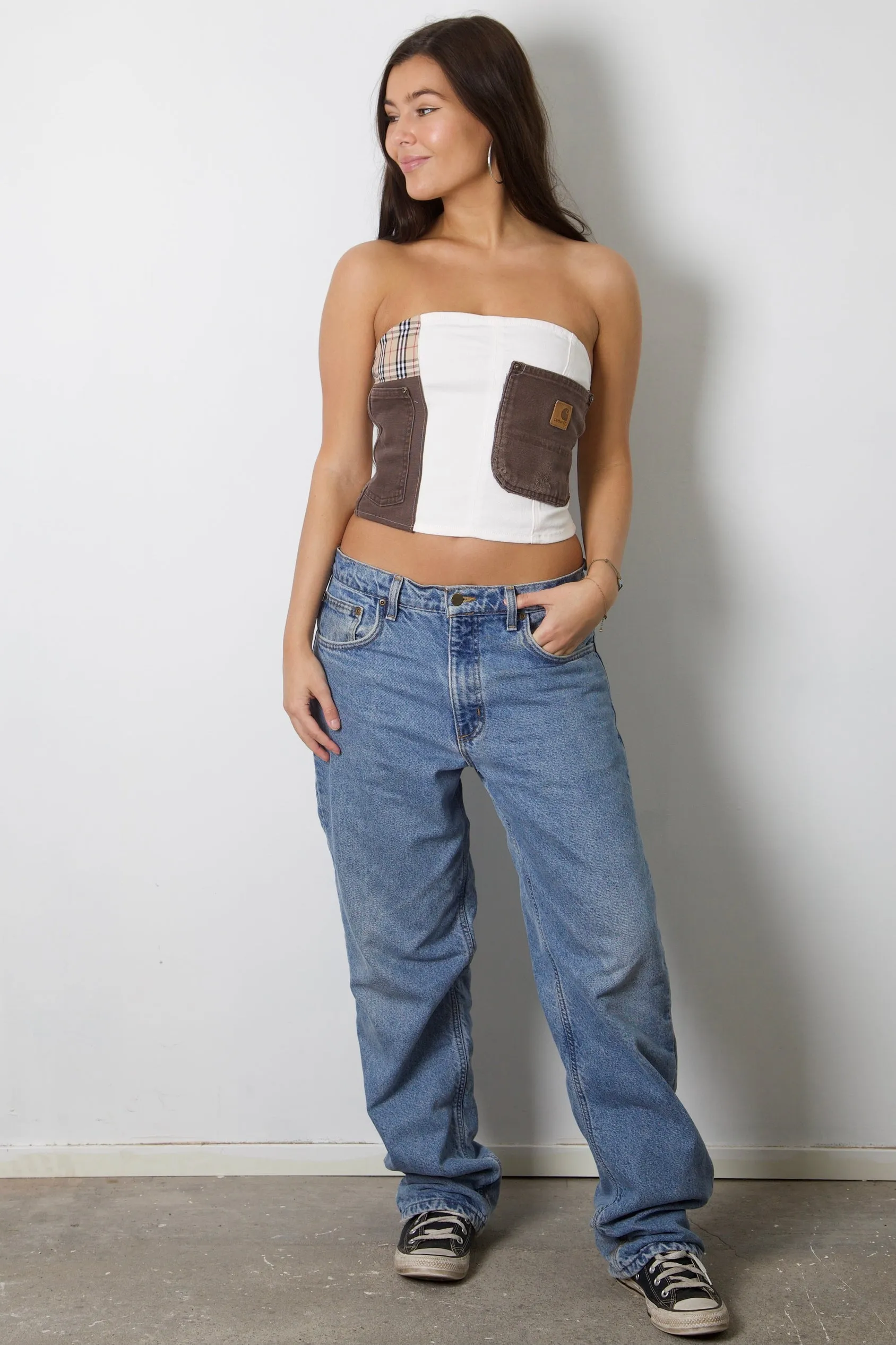Camo Carhartt Upcycled Corset Top M