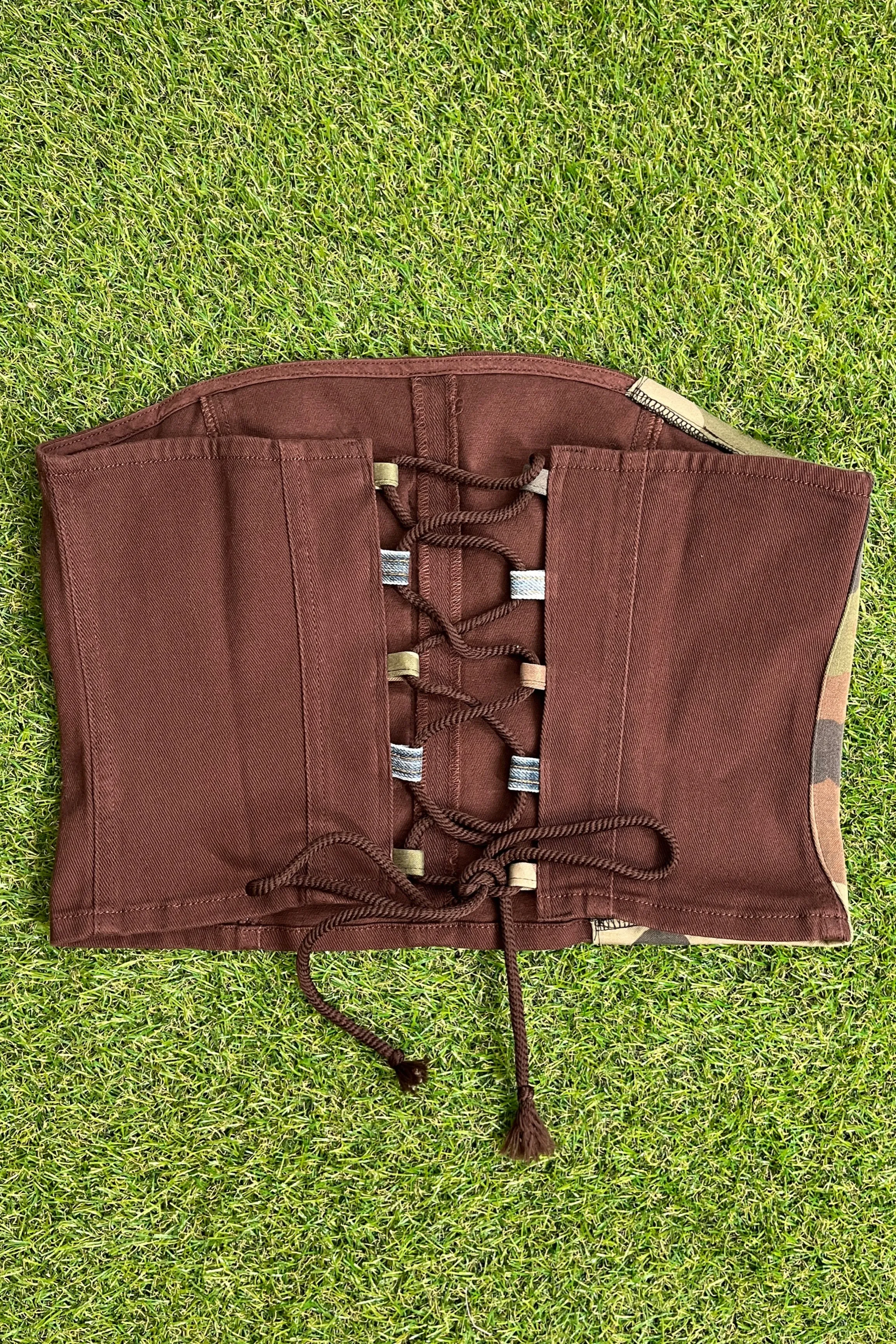Camo Carhartt Upcycled Corset Top M
