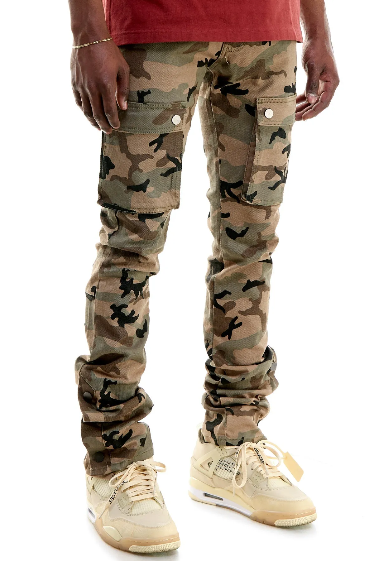 Camo Skinny Men's Stacked Pants Stretch Twill