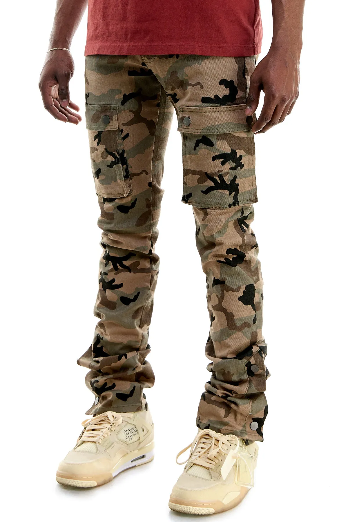 Camo Skinny Men's Stacked Pants Stretch Twill