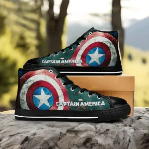 Captain America Shoes High Top Sneakers for Kids and Adults
