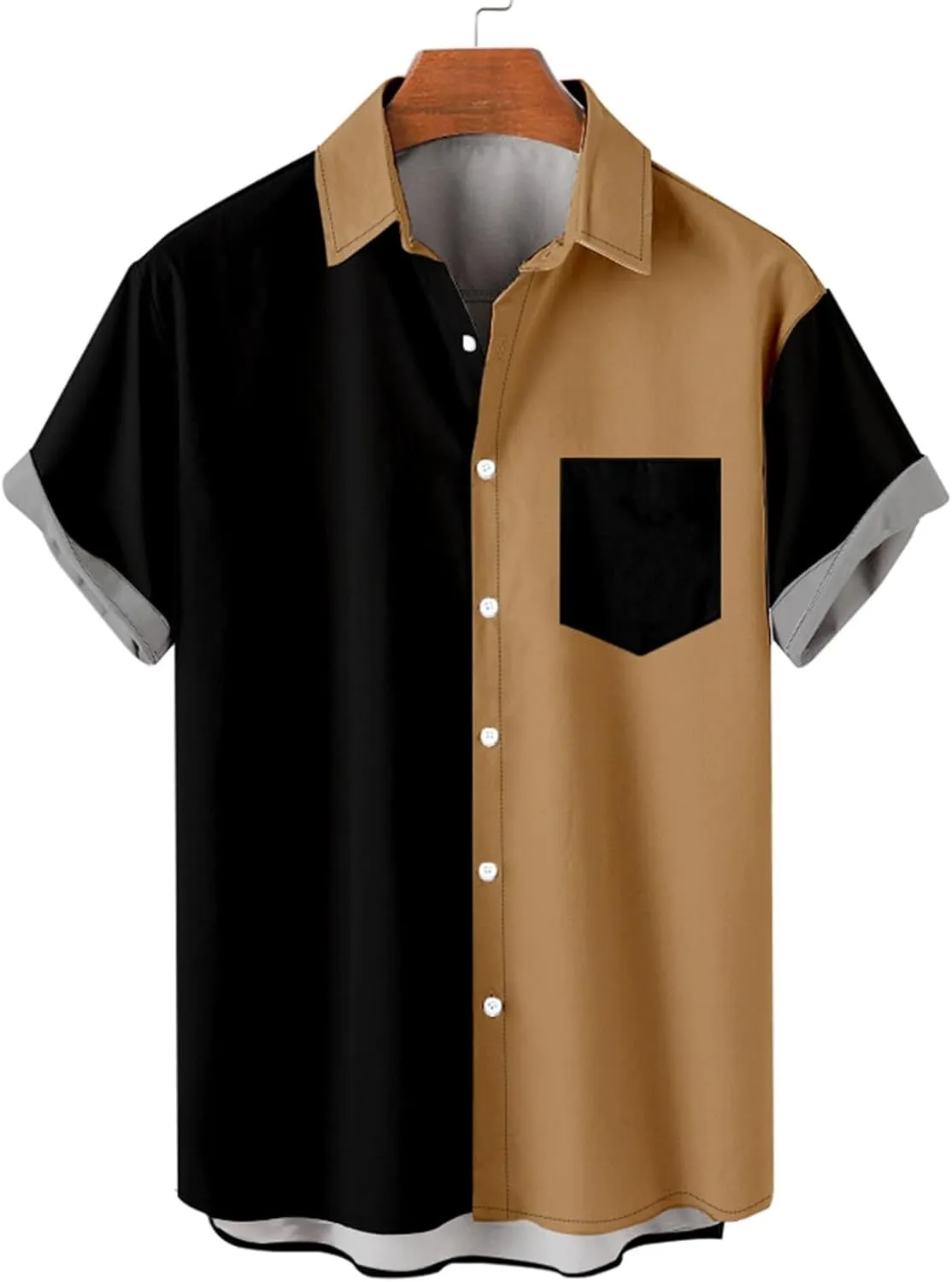 Cardigan Tshirts for Mens Winter Fall Short Sleeve High Neck Print Tops Shirt Mens 2024 Y2K