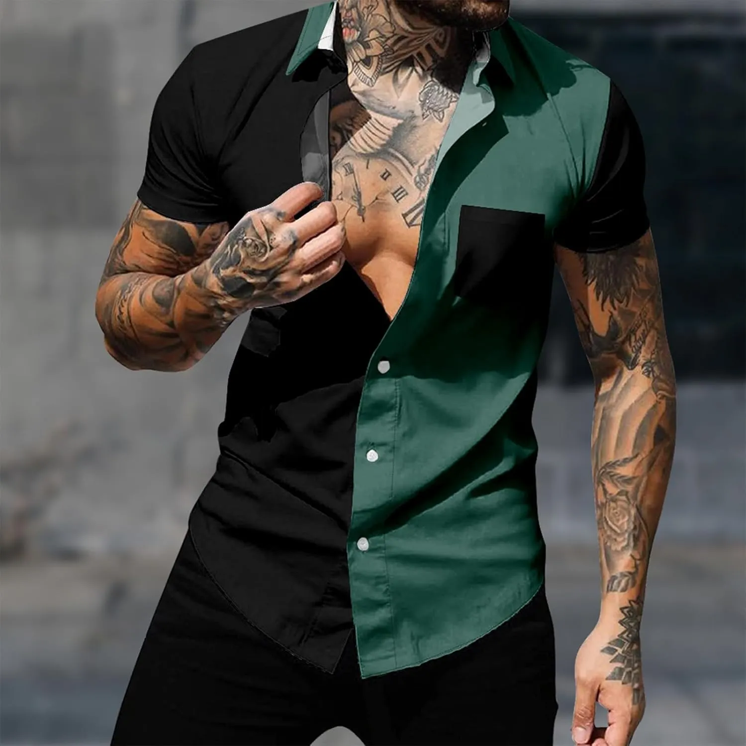 Cardigan Tshirts for Mens Winter Fall Short Sleeve High Neck Print Tops Shirt Mens 2024 Y2K