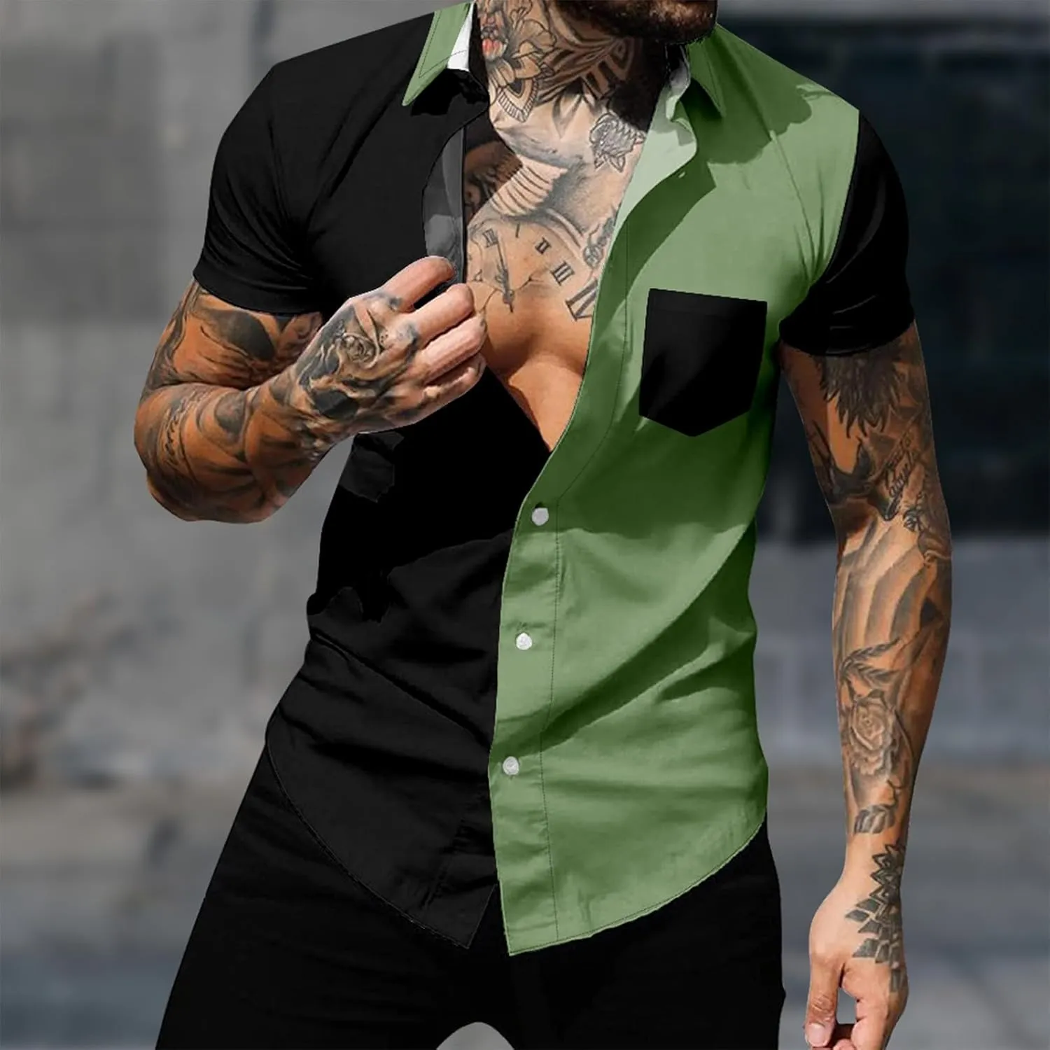 Cardigan Tshirts for Mens Winter Fall Short Sleeve High Neck Print Tops Shirt Mens 2024 Y2K