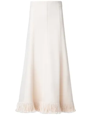 Cashew Denim Fringe Hem Midi Skirt