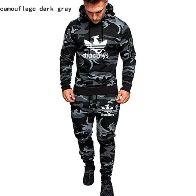 Casual Joggers Mens Tracksuits 2 Pieces Sets Autumn Hooded Pants Camouflage Suit Gym Zipper Sportswear Sweat Suits Men's Clothes