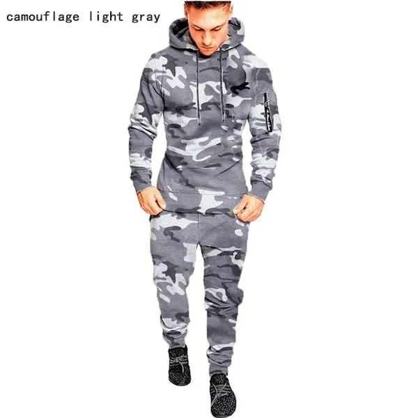 Casual Joggers Mens Tracksuits 2 Pieces Sets Autumn Hooded Pants Camouflage Suit Gym Zipper Sportswear Sweat Suits Men's Clothes