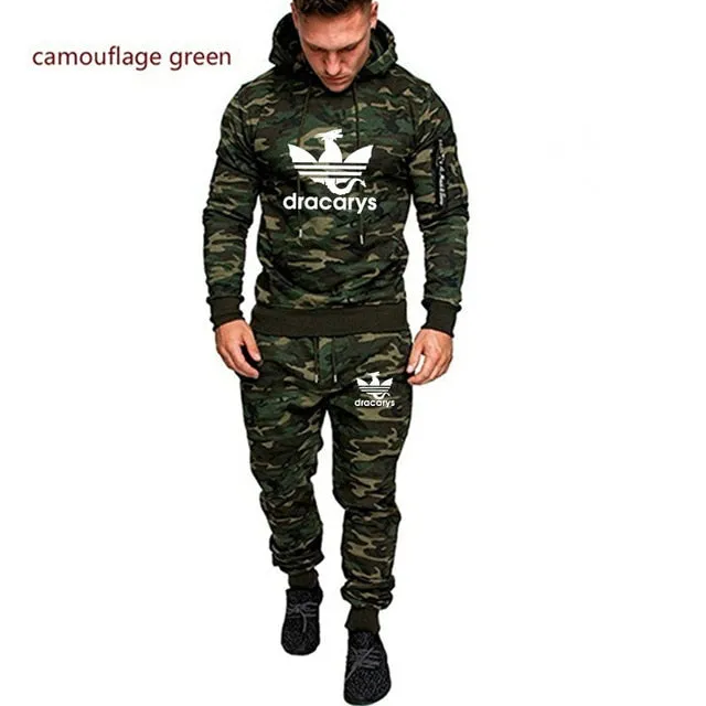 Casual Joggers Mens Tracksuits 2 Pieces Sets Autumn Hooded Pants Camouflage Suit Gym Zipper Sportswear Sweat Suits Men's Clothes