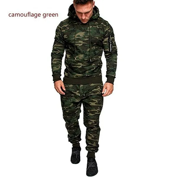 Casual Joggers Mens Tracksuits 2 Pieces Sets Autumn Hooded Pants Camouflage Suit Gym Zipper Sportswear Sweat Suits Men's Clothes