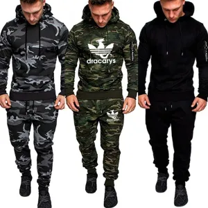 Casual Joggers Mens Tracksuits 2 Pieces Sets Autumn Hooded Pants Camouflage Suit Gym Zipper Sportswear Sweat Suits Men's Clothes