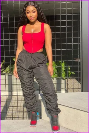 Casual Stacked Legs Pure Color Plain Long Stacked JoggerDE924