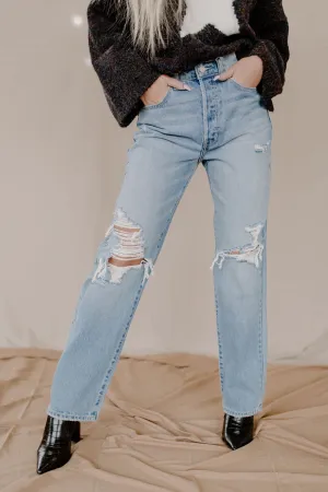 Cello Super High Rise Distressed Dad Jeans