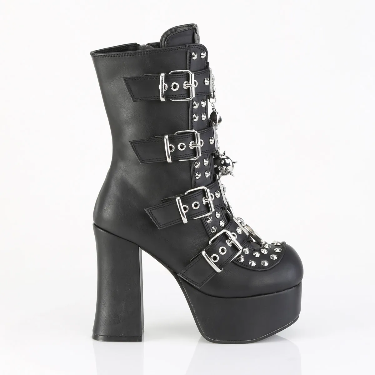 CHARADE-118 DemoniaCult Black Vegan Leather Sexy Women's Ankle Boots (Alternative Footwear)
