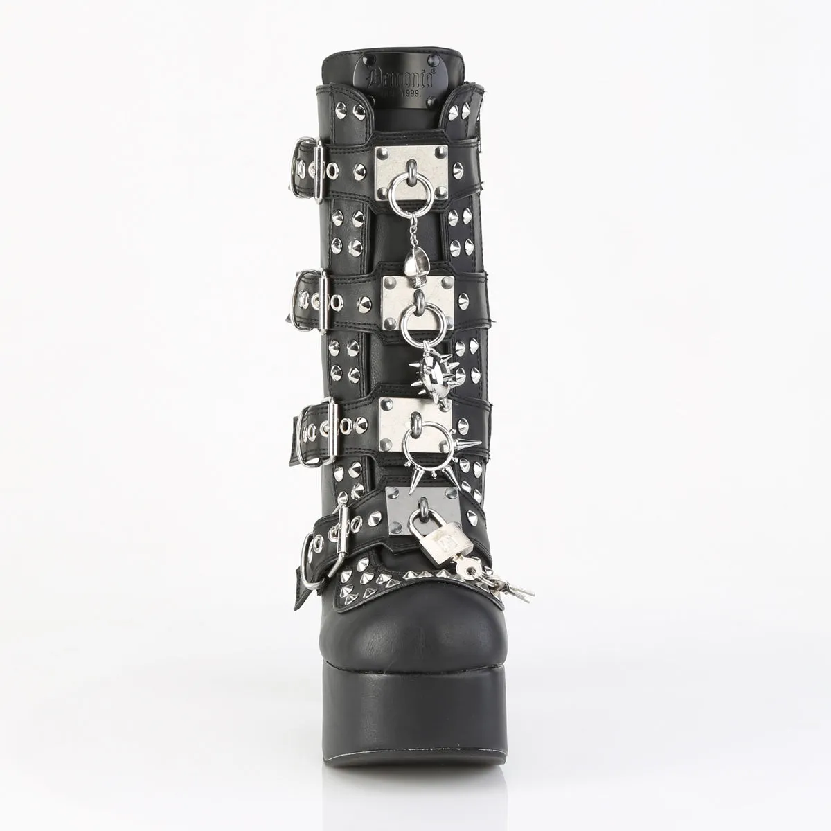 CHARADE-118 DemoniaCult Black Vegan Leather Sexy Women's Ankle Boots (Alternative Footwear)